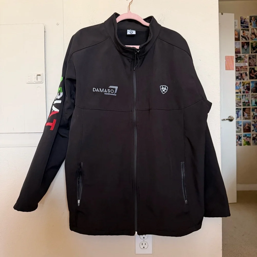 Ariat Black Softshell Jacket Men’s XL Full Zip Logo Workwear Western Coat